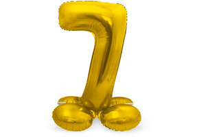 Cijfer Ballon Goud 7 Met Standaard - 72 cm