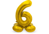 Cijfer Ballon Goud 6 Met Standaard - 72 cm