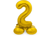 Cijfer Ballon Goud 2 Met Standaard - 72 cm