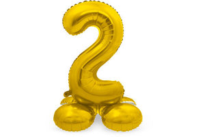 Cijfer Ballon Goud 2 Met Standaard - 72 cm