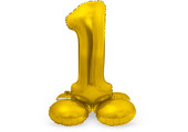 Cijfer Ballon Goud 1 Met Standaard - 72 cm