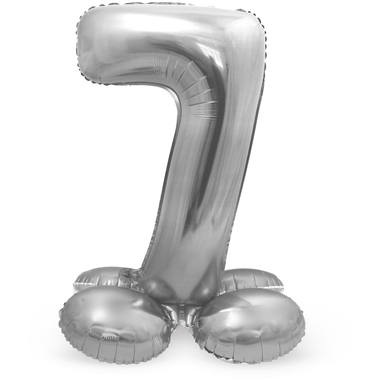Cijfer Ballon Zilver 7  Met Standaard - 72 cm