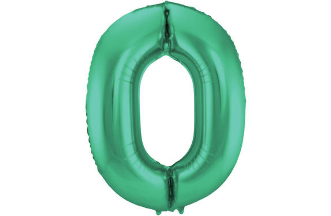 Cijfer Ballon Mat Groen Metallic 0 - 86cm