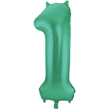 Cijfer Ballon Mat Groen Metallic 1 - 86cm