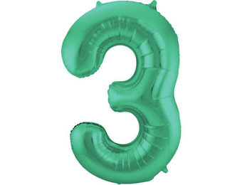 Cijfer Ballon Mat Groen Metallic 3 - 86cm