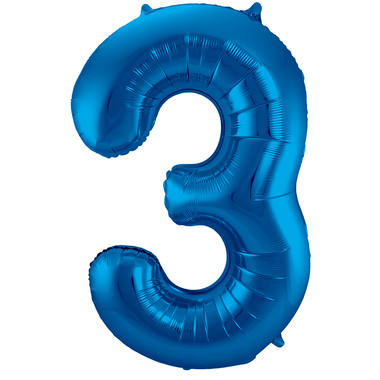 Cijfer Ballon Blauw 3 - 86cm