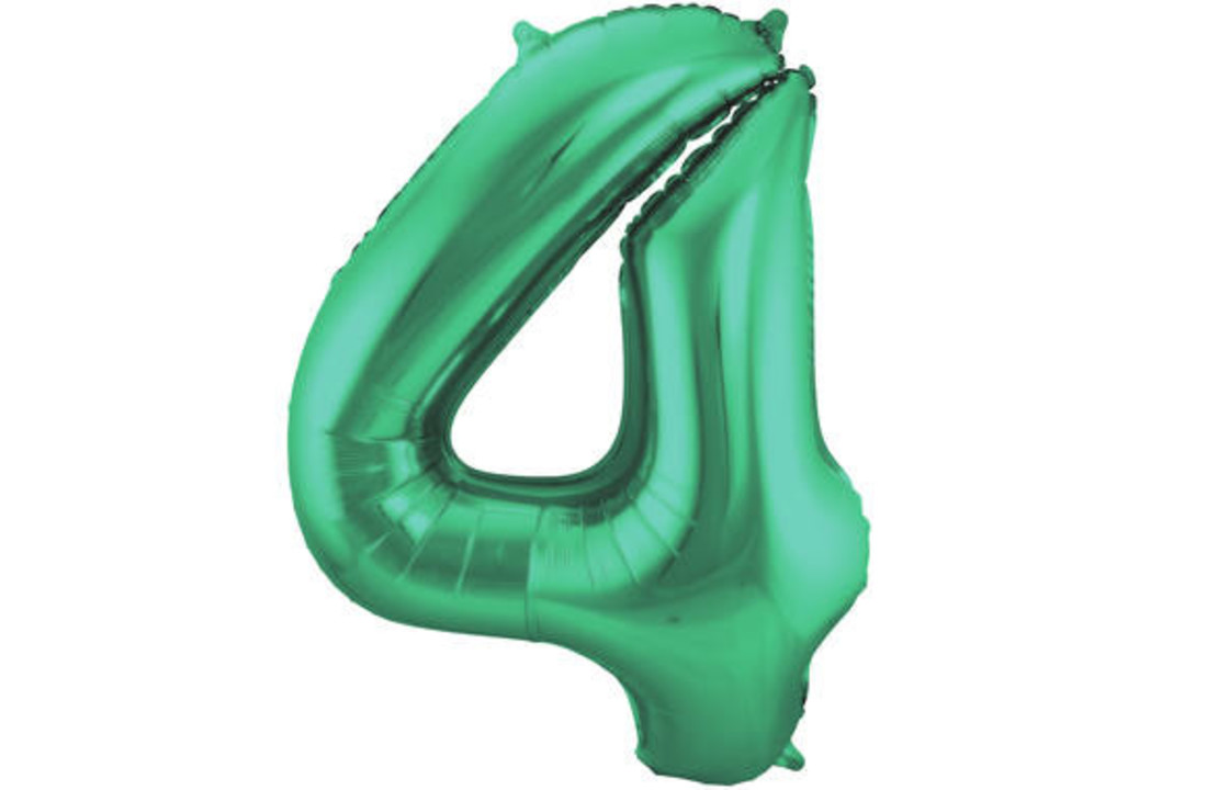 Cijfer Ballon Mat Groen Metallic 4 - 86cm