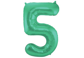 Cijfer Ballon Mat Groen Metallic 5 - 86cm