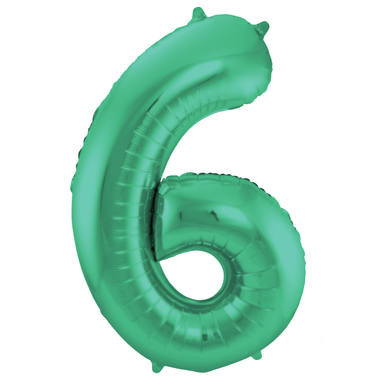 Cijfer Ballon Mat Groen Metallic 6 - 86cm