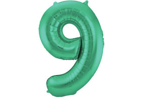 Cijfer Ballon Mat Groen Metallic 9 - 86cm