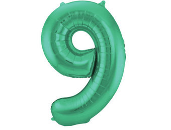 Cijfer Ballon Mat Groen Metallic 9 - 86cm