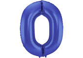 Cijfer Ballon Mat Blauw Metallic 0 - 86cm