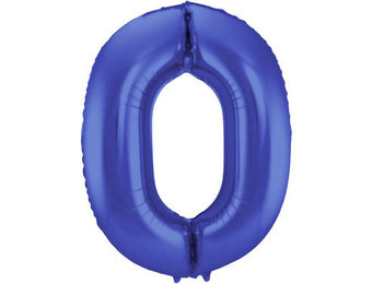 Cijfer Ballon Mat Blauw Metallic 0 - 86cm