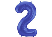 Cijfer Ballon Mat Blauw Metallic 2 - 86cm