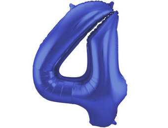 Cijfer Ballon Mat Blauw Metallic 4  - 86cm