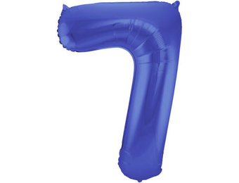 Cijfer Ballon Mat Blauw Metallic 7 - 86cm