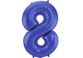 Cijfer Ballon Mat Blauw Metallic 8 - 86cm
