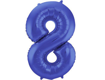Cijfer Ballon Mat Blauw Metallic 8 - 86cm