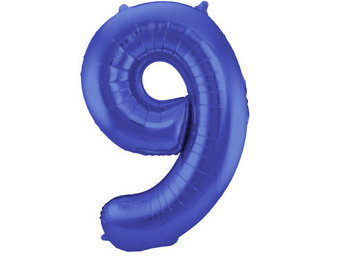 Cijfer Ballon Mat Blauw Metallic 9 - 86cm
