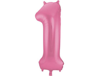 Cijfer Ballon Mat Roze Metallic 1 - 86cm