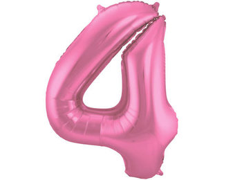 Cijfer Ballon Mat Roze Metallic 4 - 86cm