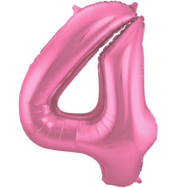 Cijfer Ballon Mat Roze Metallic 4 - 86cm