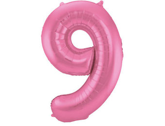 Cijfer Ballon Mat Roze Metallic 9 - 86cm