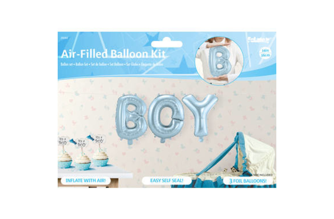Letter ballonnen set BOY blauw - 36 cm