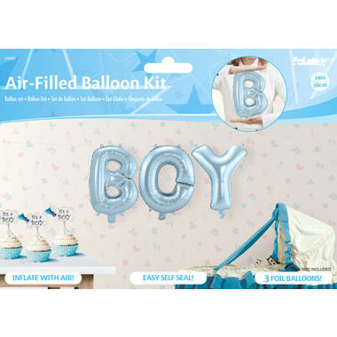 Letter ballonnen set BOY blauw - 36 cm