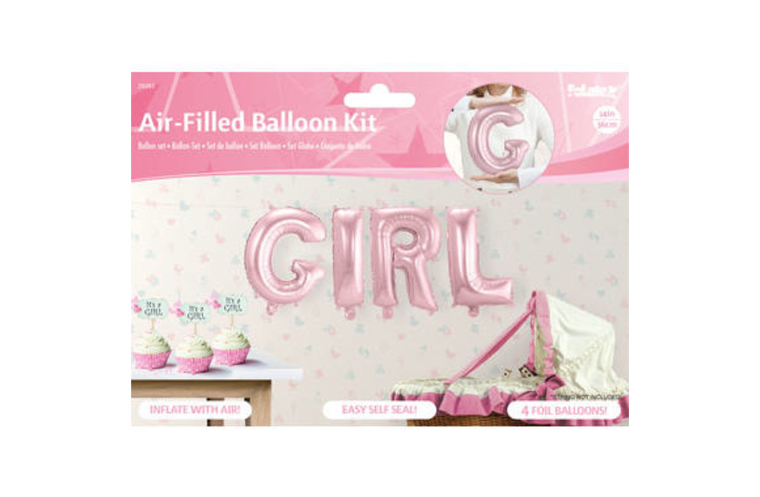 Letter ballonnen set GIRL Roze - 36 cm
