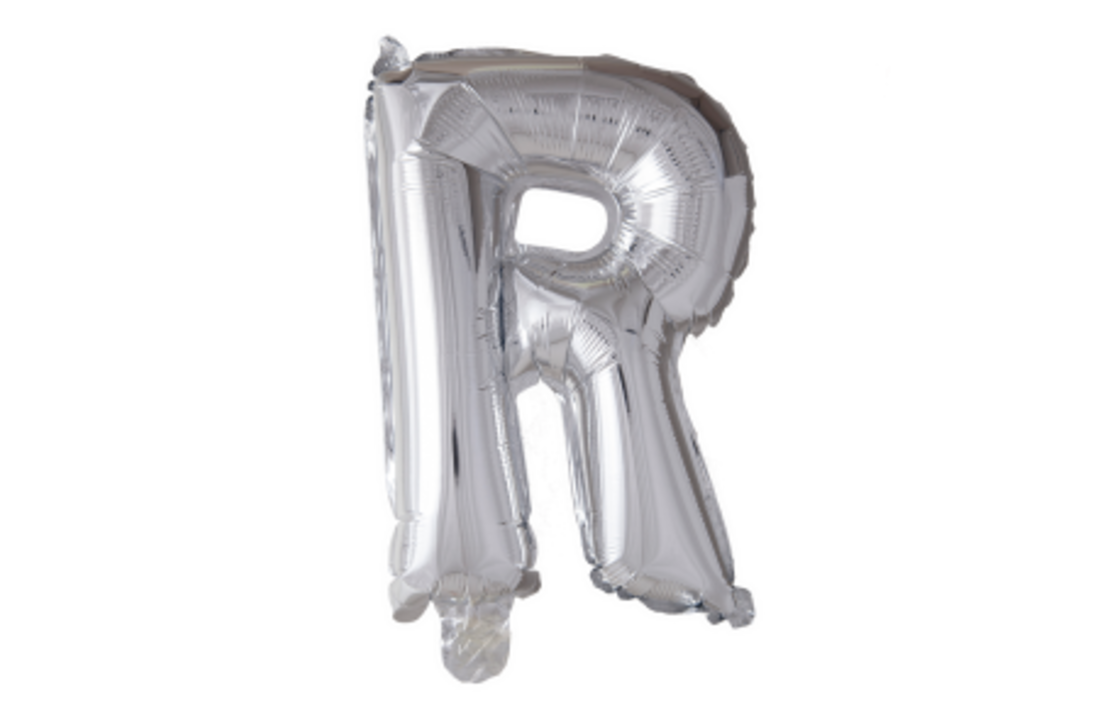 Letter Ballon R Zilver - 41cm