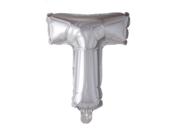 Letter Ballon T Zilver - 41cm