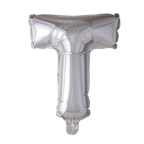 Letter Ballon T Zilver - 41cm