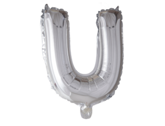Letter Ballon U Zilver - 41cm