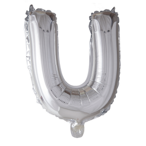 Letter Ballon U Zilver - 41cm