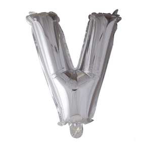 Letter Ballon V Zilver - 41cm