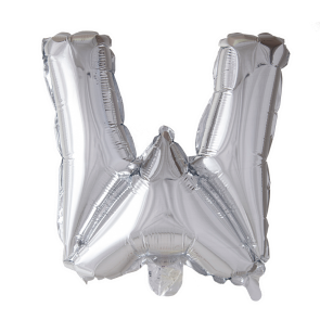 Letter Ballon W Zilver - 41cm