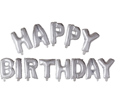 Happy Birthday Letter Ballonnen Set  Zilver- 41cm