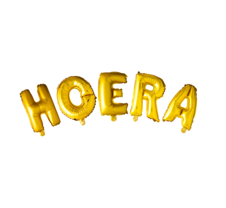 Hoera Letter Ballonnen Set Goud - 41cm