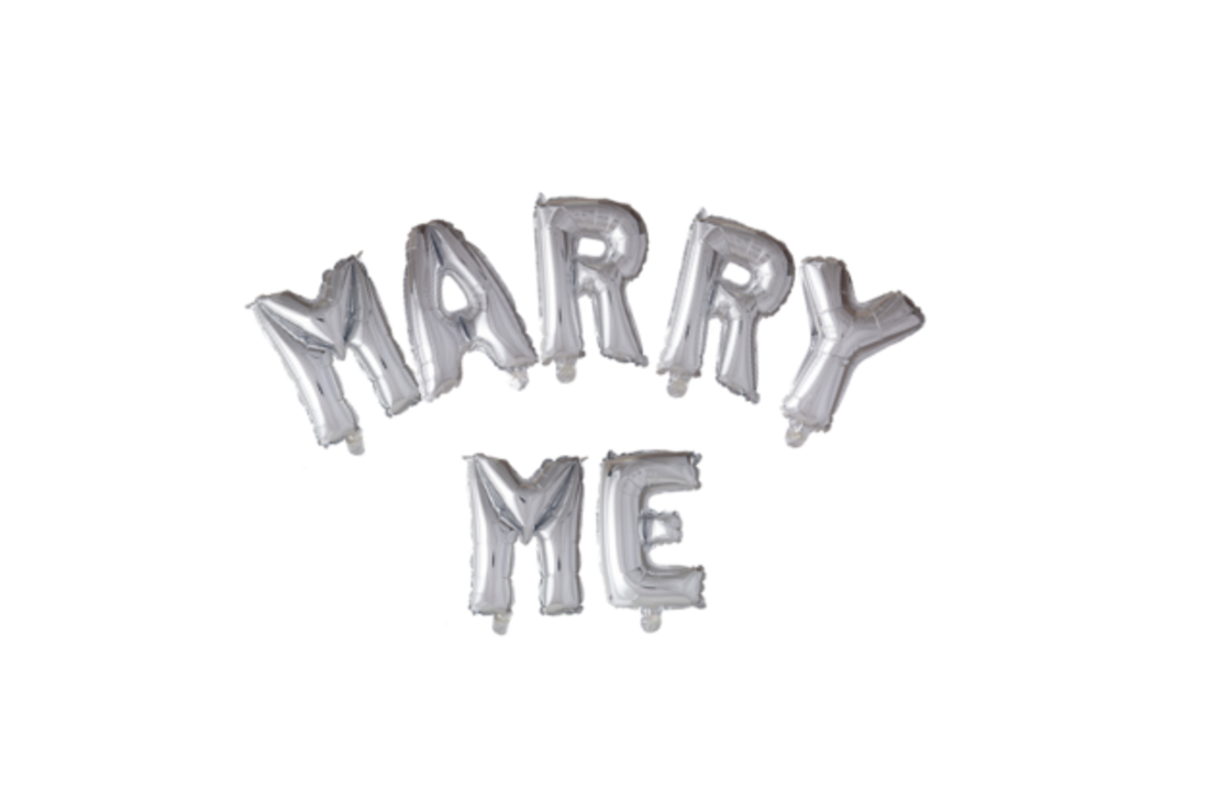 Marry Me Letter Ballonnen Set Zilver - 41cm