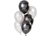 Happy Birthday Ballonnen Luxe Zwart 23cm- 6 stuks