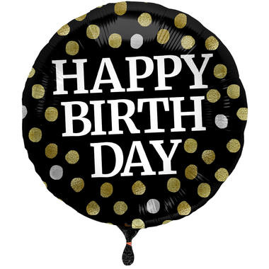 Happy Birthday Folieballon Luxe Zwart - 45cm