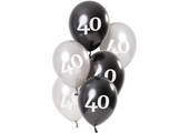 Ballonnen 40 jaar Luxe Zwart 23cm - 6 stuks