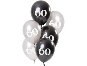 Ballonnen 60 jaar Luxe Zwart 23cm - 6 stuks