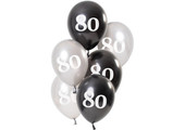 Ballonnen 80 jaar Luxe Zwart 23cm - 6 stuks