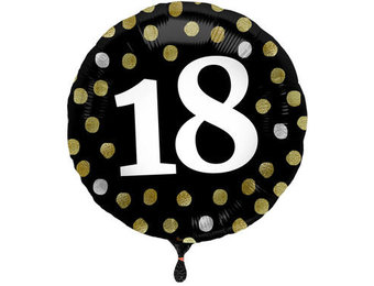 Folieballon 18 jaar Luxe Zwart 45cm - Per Stuk