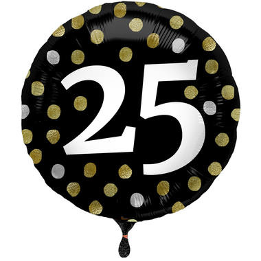 Folieballon 25 jaar Luxe Zwart 45cm - Per Stuk
