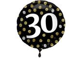 Folieballon 30 jaar Luxe Zwart 45cm - Per Stuk