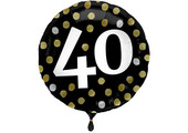 Folieballon 40 jaar Luxe Zwart 45cm - Per Stuk