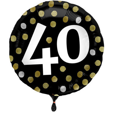 Folieballon 40 jaar Luxe Zwart 45cm - Per Stuk